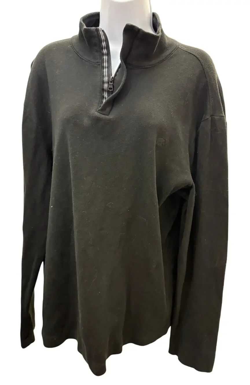 🖤 Banana Republic L Mens Black 100% Cotton Quarter Zip Mock Neck Pullover